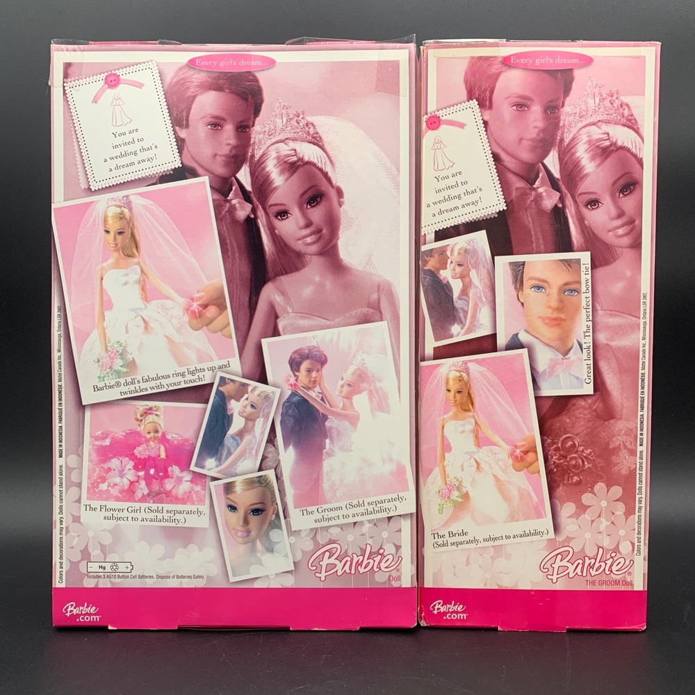 Mattel Barbie Ken Wedding Day Bride Groom Dolls K8583 K8739 2006 Twinkle Ring